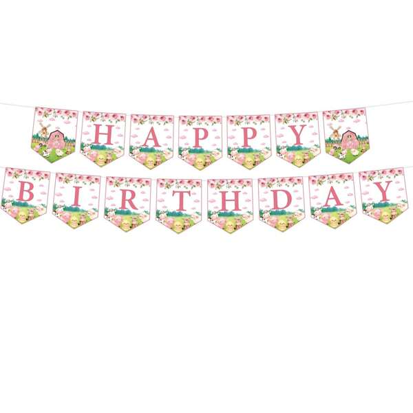1pc Farm Animals Happy Birthday Banner, Birthday Party Supplies Farm Animal Theme Party Decorations, Simple & Stylish Party Decor