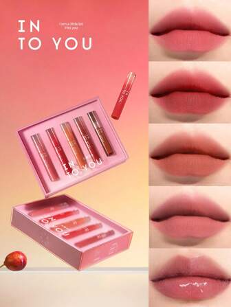 INTO YOU Set de regalo de brillo labial hidratante, adecuado para regalar a la novia, tinte de labios de maquillaje, labial líquido