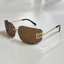 1 Stück modische retro rahmenlose Brillen für Damen mit großen Augen, modischer Brille für Frauen, personalisiert, lässig und vielseitig, geeignet für die Frauen zum Tragen, für Straßenfotografie, Urlaub, Reisen, Strandfahren und andere Anlässe für den Sommerurlaub am Strand, Outdoor, adrette Reisestil für Schulanfang