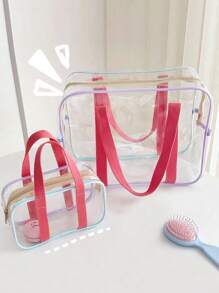 1pc Waterproof Beach Bag Shoulder Bag Transparent Jelly Bag Handbag Cosmetics Storage Bag Pvc Tote Bag Cosmetic Shopping Bag Transparent Shoulder Tote Shopping Bag Storage Bag Toiletries Bag Waterproof Swimming Storage Bag Handbag
