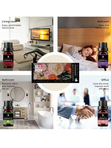 6件套香薰礼品套装,4件套香薰礼品套装,1件10毫升天然精油,天然油,按摩,扩散器组合,持久,镇静睡眠,新鲜香薰油,适用于扩散器,加湿器,香薰石 - 彩色 - 查看 4