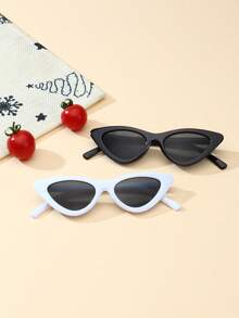 2pcs Kids Cute Personalized Cat Eye Fashion Glasses - Black and White - View 1