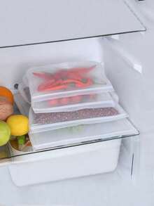 5个可重复使用食品储存袋 - 硅胶冷冻袋防漏立式可重复使用食品收纳袋多用防漏密封袋，适用于肉类水果蔬菜