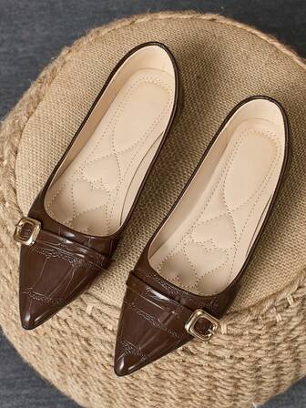 女士尖头平底芭蕾平底鞋，摩卡棕色，休闲舒适，适合派对、日常穿着、户外活动、春夏季