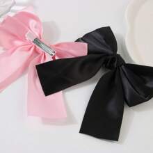 5pcs Women's Solid Color Bow Hair Clips, Elegant Satin Bow Hair Clips For Ponytail, Top Clip, Gift For Valentine's Day Claw Clips Hair Claws Hair Barrettes