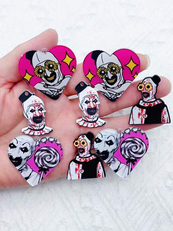 10Pcs Halloween Cartoon Characters Charms Creative Acrylic Pendant For Keychain Necklace Jewelry Diy Making