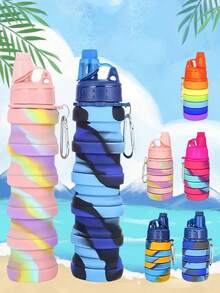 1pc Silicone Collapsible Water Bottle With Carabiner, Reusable Leakproof Cup, Sports Water Bottle, Valentine's Day Gift, Suitable For Outdoor Activities, Travel And Party - Foldable Silicone Water Cup, Camouflage Sports Water Bottle, Summer Sports Silicone Water Cup, Suitable For Outdoor Travel And Fitness - Multicolor - View 12