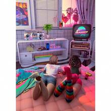 1PC Optional Frame Neon Synthwave Arcade Zone Dream Posters Canvas Painting Game Playroom Wall Art Picture For Cafe Club Room Home Decoration Reusable Frame ,Wall Art With Frame - Multicolor - View 119