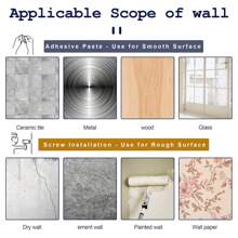 8 piezas Barras de cortina sin perforación, soportes de barra de cortina sin taladro, soportes adhesivos para barra de cortina, ganchos ajustables para barras de cortina sin clavos, colgadores de cortina para baño, cocina y hotel