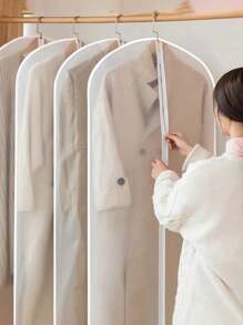1 Pc Transparent Waterproof Clothes Protector Bag, Breathable Zipper Garment Cover, Dustproof Anti-Moth Storage Bag, Suitable For Coats And Suits