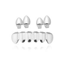 1 套光滑顶部和底部金属金银牙套，嘻哈珠宝，适合夜总会派对，可调节男女通用节日礼物