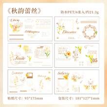 6 件薄纱纹理字母贴纸，适用于日记本、剪贴簿、计划簿和 DIY 工艺品