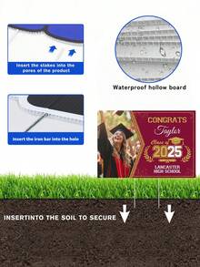 1pc Customized Campus Graduation Photo Lawn Plaque, Personalized 2025 Graduates' Names, Avatars, And School Names, Diy Commemorative Photo Set Decoration, High-Quality Materials Suitable For Outdoor Courtyard Use - Multicolor - View 7