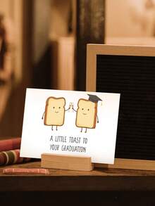 1pc Funny Food Pun Graduation Card For Him Her, Cute Toast Graduation Card For Daughter Son, Congratulations On Graduating Card, A Little Toast To Your Graduation - Multicolor - View 5