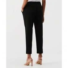 Local Shipping- Straight Leg Classic Fit, Cropped Work Slacks,Women's 25.5" Petite Easy Pull-On Pants With Stretch Crepe Fabric, - Black - View 3