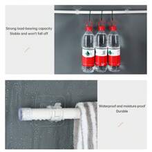 8 piezas Barras de cortina sin perforación, soportes de barra de cortina sin taladro, soportes adhesivos para barra de cortina, ganchos ajustables para barras de cortina sin clavos, colgadores de cortina para baño, cocina y hotel