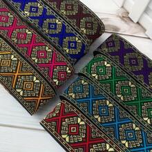 3.3cm Width Vintage Embroidered Lace Trim Ribbon Geometric Retro Pattern For DIY Clothing Bags Curtain