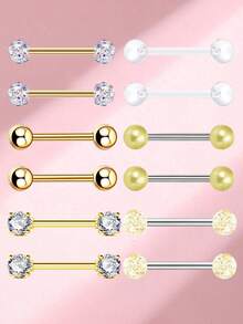 12 件时尚不锈钢球唇环和舌环，适合女性日常佩戴