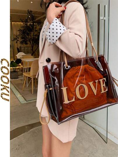 Bolsa tote grande capacidade transparente bolsa de ombro mensageiro bolsa grande popular 2025 nova bolsa coreana feminina bolsa gelatinosa