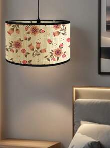 1 Stück handgemachter Bambuslampensch irm im Bohemien-Stil, bedruckter Blumenlampensch irm, abnehmbarer Bambuslampensch irm