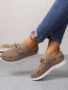 大码女士时尚运动训练鞋，豹纹，可爱波西米亚风 Y2K 面料金属链低帮休闲徒步户外步行鞋，适合户外、居家、派对、学校、度假、健身房、春夏/秋季