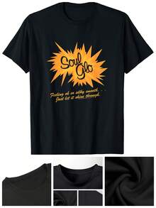 T-Shirts For Teenage Boys Graphic Soul Glow (Soul Glo) Style 100% Cotton Casual T-Shirt, Realistic And Fun Print Effect, Crew Neck Design For Everyday Comfort, Machine Washable, Suitable For Events, Gatherings, Outdoor Sports, All-Season Wearable Top - Black - View 1