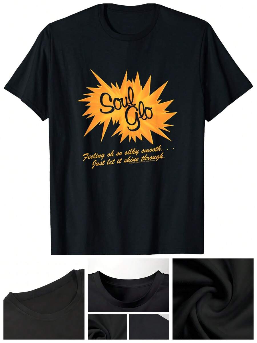 T-Shirts For Teenage Boys Graphic Soul Glow (Soul Glo) Style 100% Cotton Casual T-Shirt, Realistic And Fun Print Effect, Crew Neck Design For Everyday Comfort, Machine Washable, Suitable For Events, Gatherings, Outdoor Sports, All-Season Wearable Top - Black - View 1