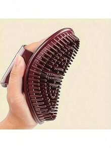1pc Scalp Massage Brush Portable Shampoo Brush Shower Brush Meridian Gua Sha Massage Brush Hair Brush Comb - Brown - View 1