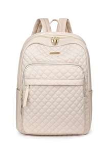 Women's Nylon Solid Quilted Large Capacity Backpack, Versatile Casual Student Travel Commute Bag