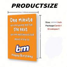 1Pc Funny Birthday Cards | Banter Joke Old Age Jokes Colleague Friends | One Minute You're Young And Cool B&M Shopping | For Her Bestie, School Supplies,Back To School