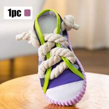 1-Pack Sneaker-Shaped Dog Chew Toys With Rope Knots & Squeaky Ball – Durable Oxford Fabric Chewers For Aggressive Chewers, Interactive Squeakers Noise For Puppies/Adult Dogs, Indoor Outdoor Play
