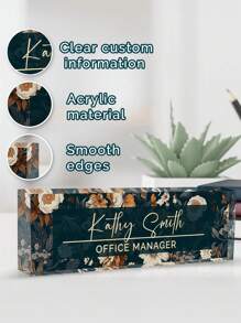 1pc Customized Desk Name Plate, 20*6*1.5cm, Acrylic Material, Multiple Styles Available, Support Customization Of Name/Text/Font/Color On Various Desk Plate Designs, Highly Transparent, Suitable As Personalized Appreciation Gift For Teachers, Bosses, Doctors, Managers, And As Desk Decor For Employees And Students Back To School