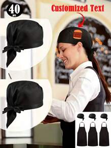 40pcs/20pcs/10pcs/1pc Customizable Apron & Hat Set For Restaurant, Anti-Oil & Dust, Customized Restaurant, Hotel, Burger, Fried Chicken Shop Logo