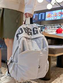 Washed Cloth Backpack, Large Capacity, Fashion Backpack, School Bag, High School Size, Student Backpack, Travel Bag, Fashion Letter Backpack School Bags University Bag