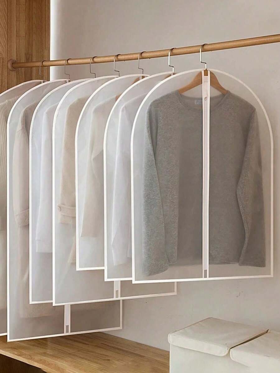 1 Pc Transparent Waterproof Clothes Protector Bag, Breathable Zipper Garment Cover, Dustproof Anti-Moth Storage Bag, Suitable For Coats And Suits