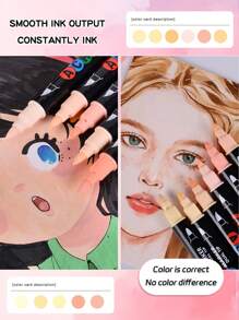 12/24pcs/Set Dual-Head Skin Tone Acrylic Markers - Straight Liquid Ink Markers, Soft Tips And Hard Tips, Vibrant Colors, Stackable, Good For Painting, DIY Graffiti Art Drawing Pen Supplies For Creative Projects