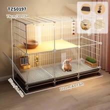 Jaula grande para conejo de fácil montaje con caja de arena, casa villa de gran tamaño para uso doméstico, jaula móvil conveniente para mascotas pequeñas