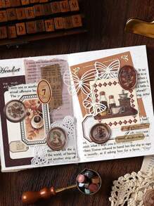 1pc Wax Seal Stickers, 3D Wax Seal Stamp Made Of PVC Material That Can Be Peeled Off And Used, Retro 3D Wax Seal Stamp Envelope Seals, Scrapbooking Decoration, Back To School