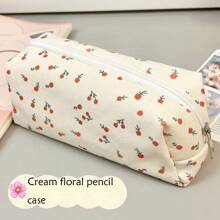Simple And Fresh Floral Pencil Case With High Aesthetic Value, Cute Girl Student Makeup Bag, Large Capacity Stationery Storage Bag