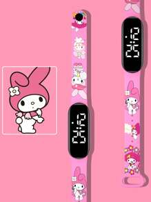 Sanrio 1 pièce Montre numérique étanche pour enfants garçons et filles, à piles sèches, avec motif de chaton de dessin animé LED, convient pour le port quotidien et les cadeaux