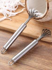 1pc Portable Coconut Shredder, Stainless Steel Fish Scale Remover, Coconut Meat Scraper, Kitchen Gadget - Silver - View 1