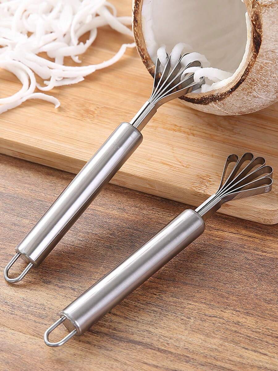 1pc Portable Coconut Shredder, Stainless Steel Fish Scale Remover, Coconut Meat Scraper, Kitchen Gadget - Silver - View 1