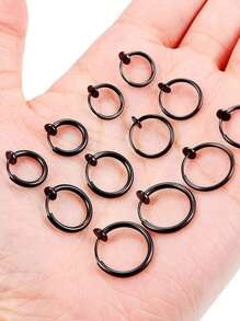 10 Pieces Stainless Steel Retractable Clip On Earrings Non Piercing Fake Hoop Earrings For Women Girls Without Ear Holes Clip Ear Cuffs