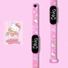 Sanrio 1 pièce Montre numérique étanche pour enfants garçons et filles, à piles sèches, avec motif de chaton de dessin animé LED, convient pour le port quotidien et les cadeaux
