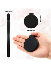 6/12 piezas Espejo de maquillaje pequeño y redondo, plegable y portátil, para uso diario y de viaje, regalo para el Día de la Madre (Negro)