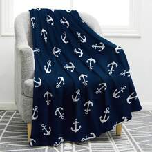 Luxurious Navy Blue Nautical Anchor Blanket - Cozy Double-Sided Flannel With Anchor Pattern, Ideal Gift For Men And Women, Perfect For Birthday, Christmas, Father's Day - All Season Comfort, All Season Blanket | Anchor Pattern Blanket | Polyester Fleece