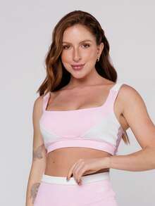 LOT FITNESS Women's Gym Set Baby Pink Top With White Cutout Elevate Fitness Leggings - Màu Hồng baby - Xem 8