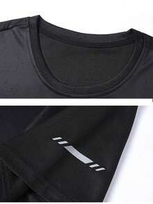 2 件/套加大码男士运动 T 恤，渐变袖印花，夏季户外跑步训练健身房健身锻炼休闲上衣，适合运动、度假、派对、各种球类运动，圆领加大码短袖针织运动衫 - 彩色 - 查看 5