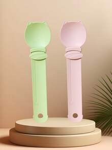 1 件软挤压宠物食品分配器 - 长柄湿食喂食器，塑料宠物零食勺，猫粮喂食工具（不含猫粮）