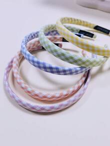 1/3/5 piezas Diademas escocesas para mujeres, aro para el cabello estilo francés retro, accesorios de cabello versátiles para lavarse la cara, uso al aire libre, para todas las estaciones - Multicolor - Ver 21